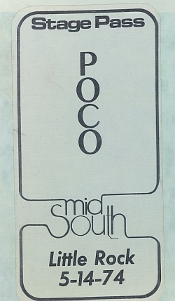 Poco backstage pass with Golden Earring May 14, 1974 Little Rock, Arkansas 